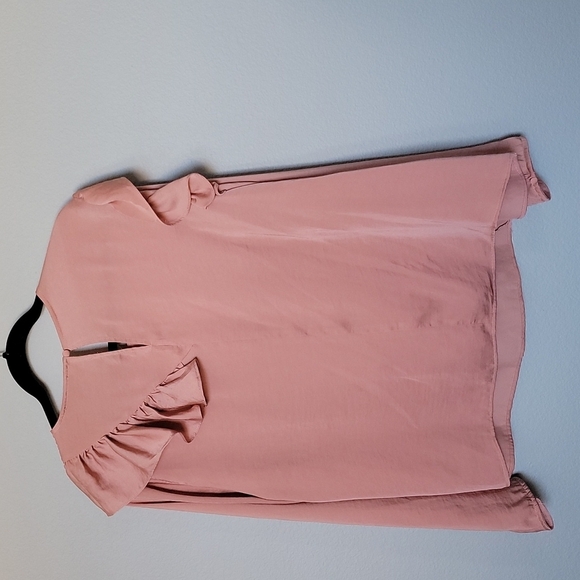 Lane Bryant Girly Pastel Ruffle Peach Blouse size 16 - Picture 9 of 10